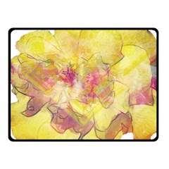 Yellow Rose Fleece Blanket (small) by aumaraspiritart