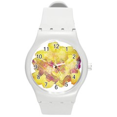 Yellow Rose Round Plastic Sport Watch (m) by aumaraspiritart