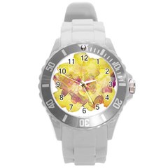 Yellow Rose Round Plastic Sport Watch (l) by aumaraspiritart