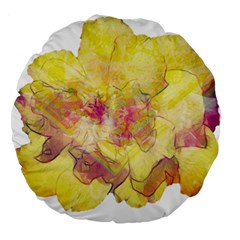 Yellow Rose Large 18  Premium Round Cushions by aumaraspiritart