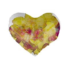 Yellow Rose Standard 16  Premium Heart Shape Cushions by aumaraspiritart