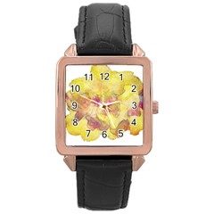 Yellow Rose Rose Gold Leather Watch  by aumaraspiritart