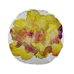 Yellow Rose Standard 15  Premium Flano Round Cushions by aumaraspiritart