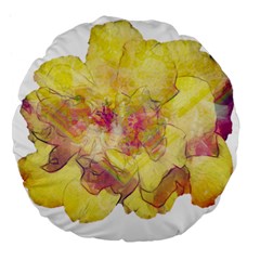 Yellow Rose Large 18  Premium Flano Round Cushions by aumaraspiritart