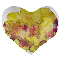 Yellow Rose Large 19  Premium Flano Heart Shape Cushions