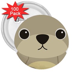 Animal Bear Cartoon Children Kids 3  Buttons (100 Pack)  by Simbadda