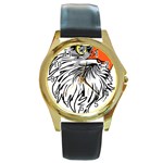 Animal Bird Cartoon Comic Eagle Round Gold Metal Watch Front