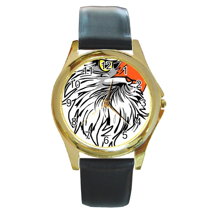 Animal Bird Cartoon Comic Eagle Round Gold Metal Watch