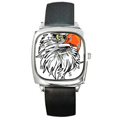 Animal Bird Cartoon Comic Eagle Square Metal Watch by Simbadda