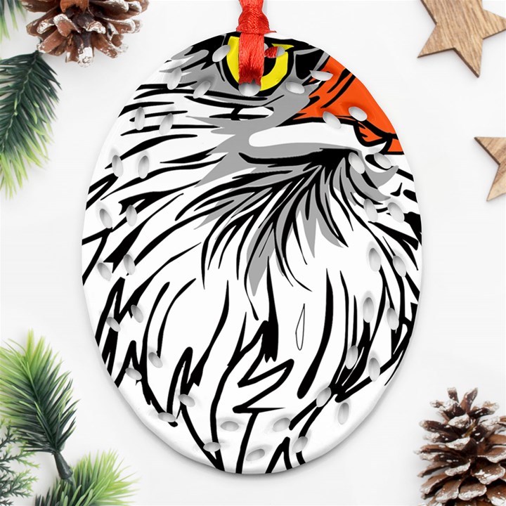 Animal Bird Cartoon Comic Eagle Ornament (Oval Filigree)