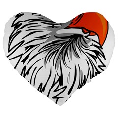 Animal Bird Cartoon Comic Eagle Large 19  Premium Heart Shape Cushions