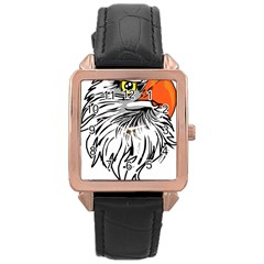 Animal Bird Cartoon Comic Eagle Rose Gold Leather Watch 