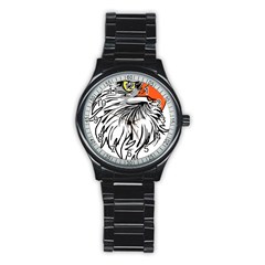 Animal Bird Cartoon Comic Eagle Stainless Steel Round Watch by Simbadda