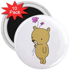 Cute Bear Cartoon 3  Magnets (10 Pack)  by Simbadda