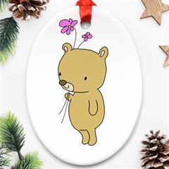 Cute Bear Cartoon Oval Ornament (two Sides) by Simbadda