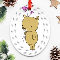 Cute Bear Cartoon Ornament (oval Filigree) by Simbadda