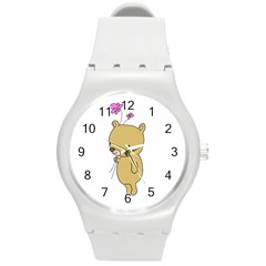 Cute Bear Cartoon Round Plastic Sport Watch (m) by Simbadda