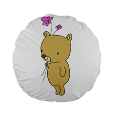 Cute Bear Cartoon Standard 15  Premium Round Cushions by Simbadda