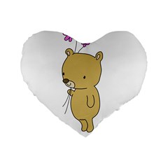 Cute Bear Cartoon Standard 16  Premium Heart Shape Cushions by Simbadda