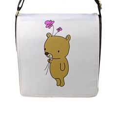 Cute Bear Cartoon Flap Messenger Bag (l)  by Simbadda