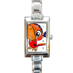 Bird Cartoon Character Parrot Rectangle Italian Charm Watch by Simbadda