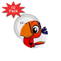 Bird Cartoon Character Parrot 1 75  Buttons (10 Pack) by Simbadda