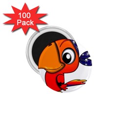 Bird Cartoon Character Parrot 1 75  Magnets (100 Pack)  by Simbadda