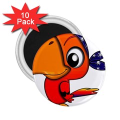 Bird Cartoon Character Parrot 2 25  Magnets (10 Pack)  by Simbadda