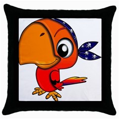 Bird Cartoon Character Parrot Throw Pillow Case (black) by Simbadda