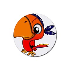 Bird Cartoon Character Parrot Rubber Round Coaster (4 Pack)  by Simbadda