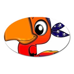 Bird Cartoon Character Parrot Oval Magnet by Simbadda