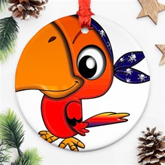 Bird Cartoon Character Parrot Round Ornament (two Sides) by Simbadda