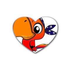 Bird Cartoon Character Parrot Rubber Coaster (heart) 