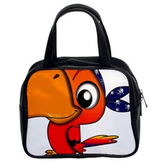 Bird Cartoon Character Parrot Classic Handbags (2 Sides) by Simbadda