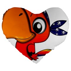 Bird Cartoon Character Parrot Large 19  Premium Heart Shape Cushions by Simbadda