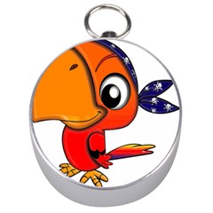 Bird Cartoon Character Parrot Silver Compasses by Simbadda