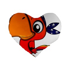 Bird Cartoon Character Parrot Standard 16  Premium Flano Heart Shape Cushions by Simbadda