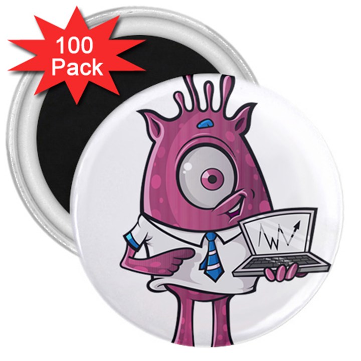 Business Education Logo Monster 3  Magnets (100 pack)