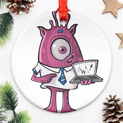 Business Education Logo Monster Round Ornament (two Sides) by Simbadda