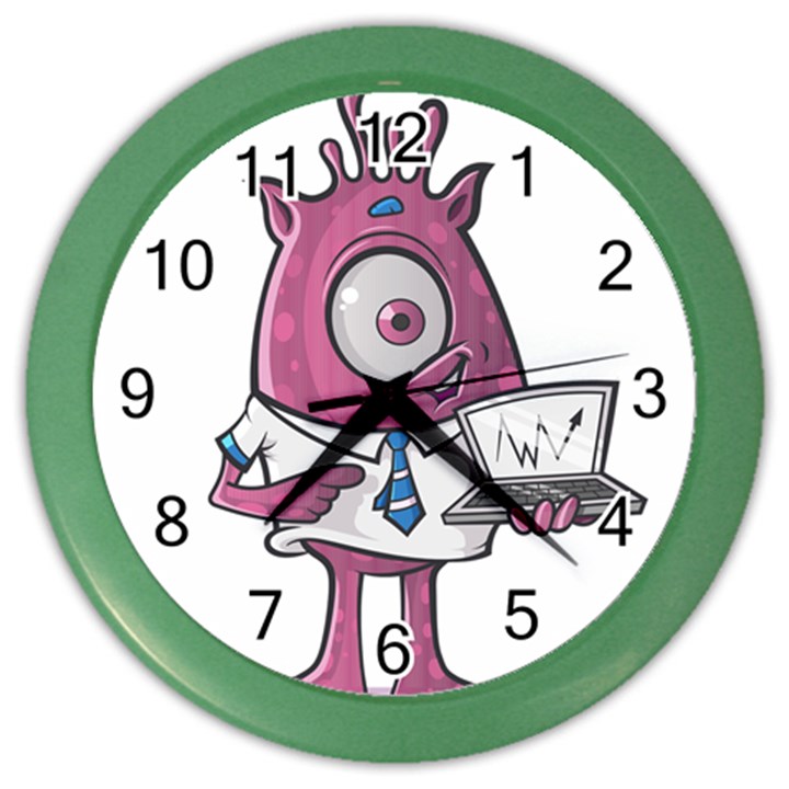 Business Education Logo Monster Color Wall Clocks