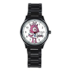 Business Education Logo Monster Stainless Steel Round Watch by Simbadda