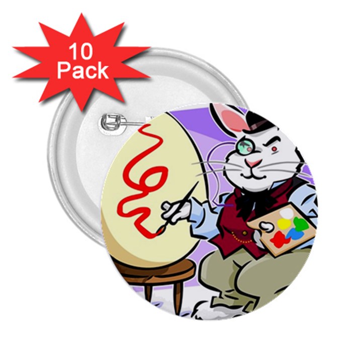 Bunny Easter Artist Spring Cartoon 2.25  Buttons (10 pack) 