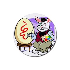 Bunny Easter Artist Spring Cartoon Rubber Coaster (round)  by Simbadda