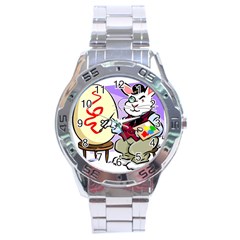 Bunny Easter Artist Spring Cartoon Stainless Steel Analogue Watch by Simbadda