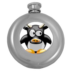 Cow Animal Mammal Cute Tux Round Hip Flask (5 Oz) by Simbadda