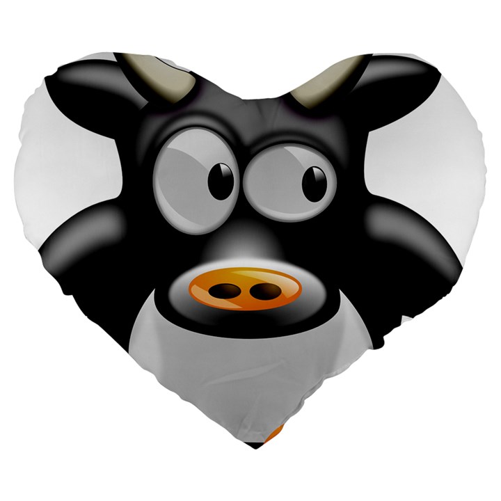 Cow Animal Mammal Cute Tux Large 19  Premium Flano Heart Shape Cushions