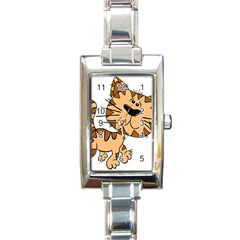 Cats Kittens Animal Cartoon Moving Rectangle Italian Charm Watch by Simbadda