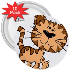 Cats Kittens Animal Cartoon Moving 3  Buttons (10 Pack)  by Simbadda