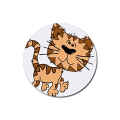 Cats Kittens Animal Cartoon Moving Rubber Coaster (round)  by Simbadda