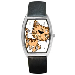 Cats Kittens Animal Cartoon Moving Barrel Style Metal Watch